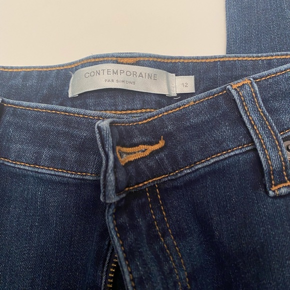 Contemporaine Dark Blue Jeans with Frayed Hem - Picture 3 of 4